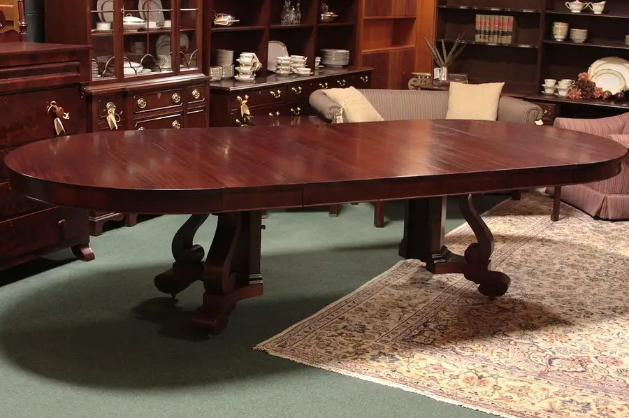 Main image of Empire 54" Round Mahogany Dining Table, Extends 9'9"