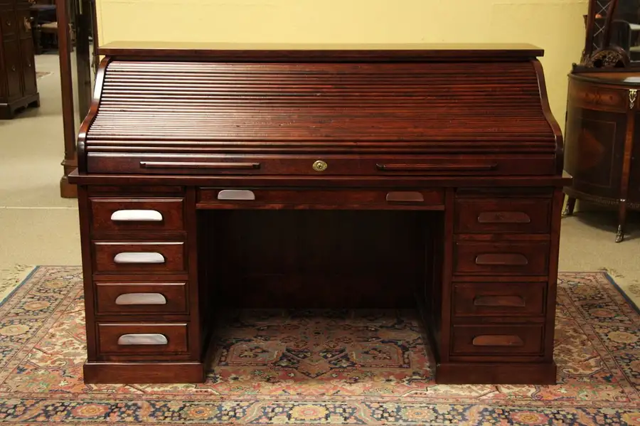Main image of Michigan 5 1/2' Antique Early 1900's Roll Top Desk
