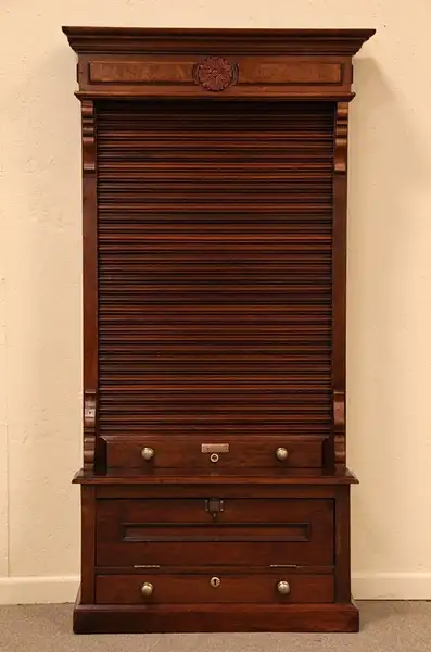Main image of Victorian Rolltop Railroad Ticket, Card Cabinet