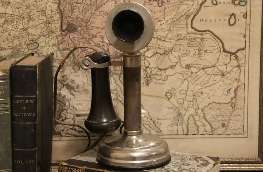 Main image of Kellogg Antique 1908 Nickel Candlestick Telephone