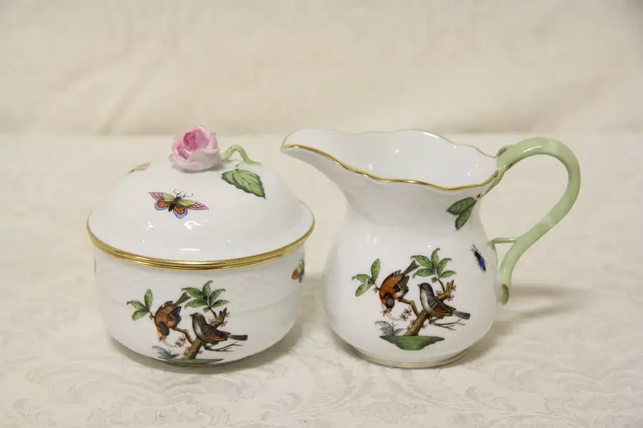 Main image of Herend Rothschild Bird Covered Sugar and Creamer