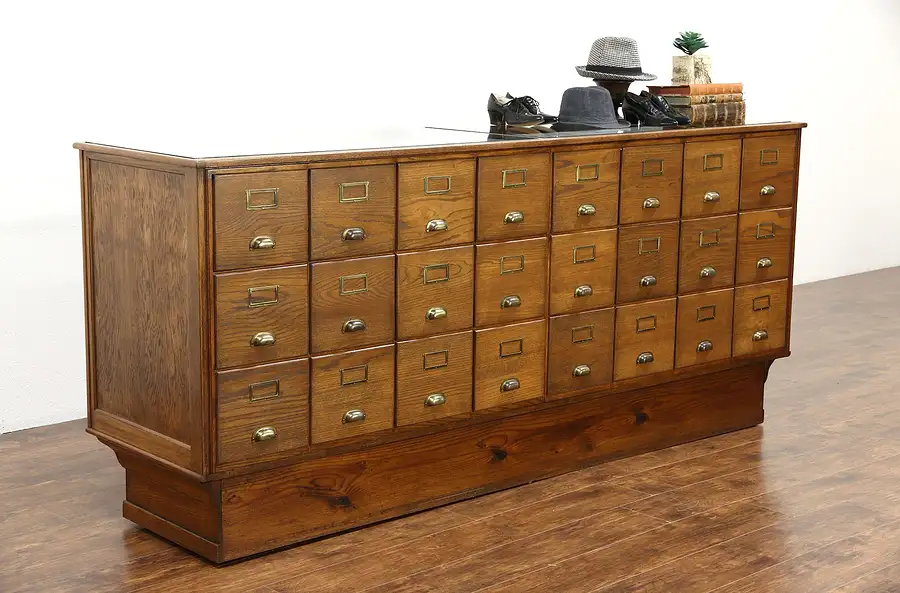 Main image of Oak Antique Haberdashery or Collector 24 Drawer Showcase, Marshall Field Chicago