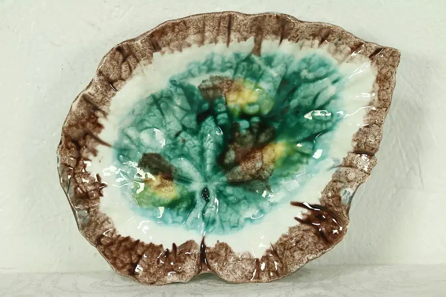 Main image of Etruscan Majolica Signed Hand Painted Brown Leaf Plate