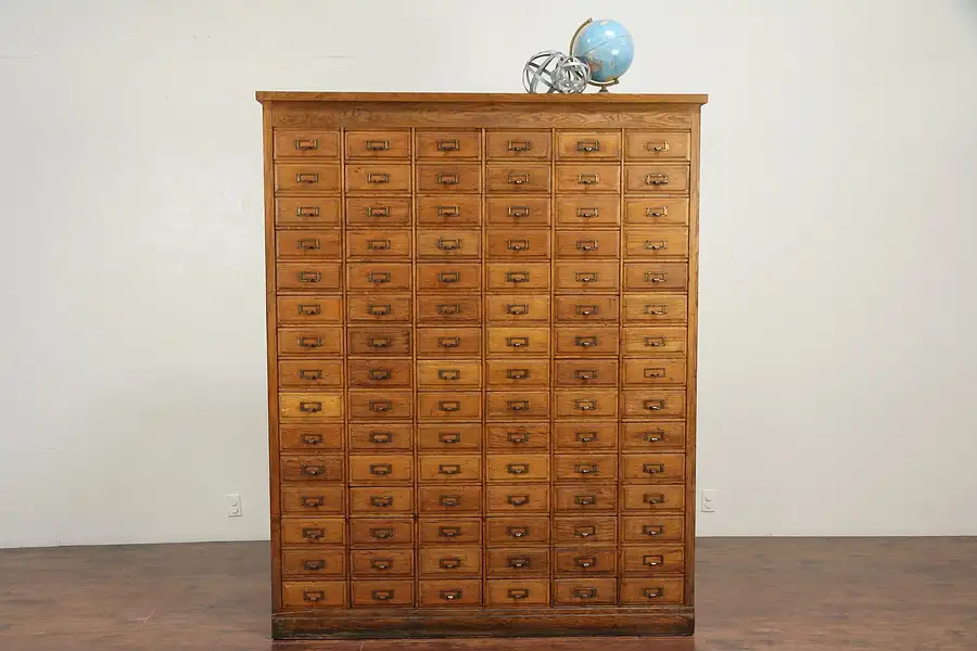 Main image of Oak Antique 1900 File, Craft or Collector Cabinet, 90 Drawers