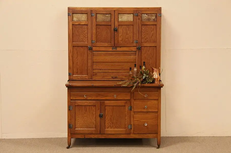 Main image of Sellers Oak Hoosier Cupboard, Roll Top