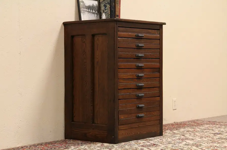 Main image of Hamilton 9 Drawer Oak Printer File Cabinet