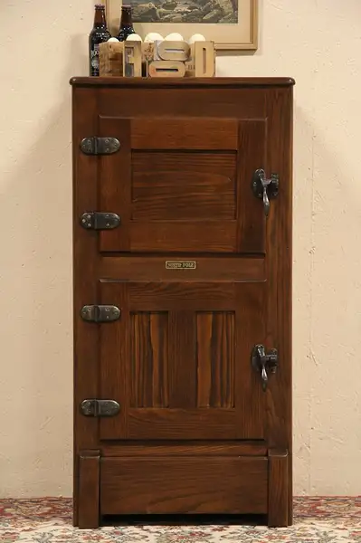 Main image of North Pole 1900 Antique Minnesota Oak Icebox, 2 Doors