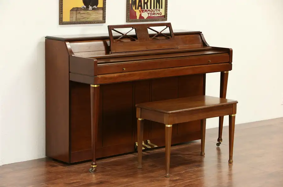 Main image of Wurlitzer Midcentury Modern 1968 Vintage Piano & Bench