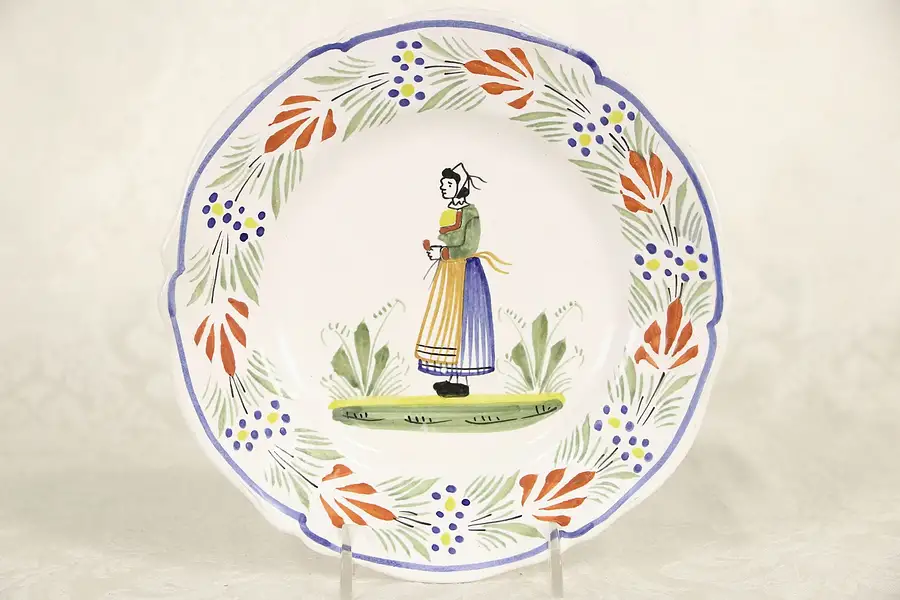 Main image of Quimper 7" Plate, Hand Painted & Signed, Brittany, France