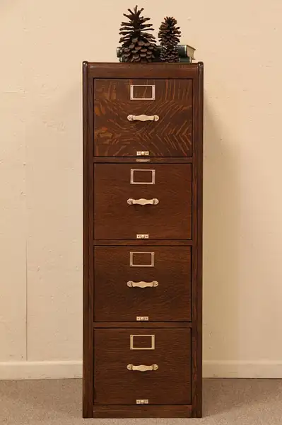 Main image of 4 Drawer Oak Antique File Cabinet