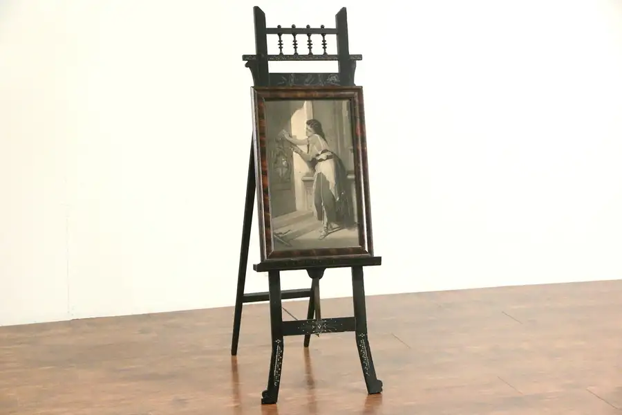 Main image of Victorian Eastlake 1870 Antique Easel, Ebonized and Carved