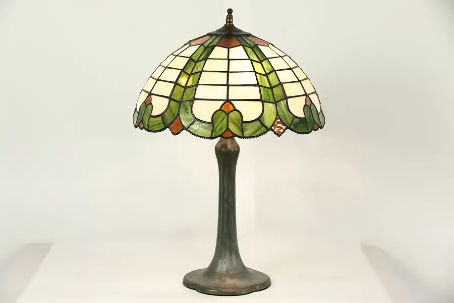 Main image of Handel Signed 1915 Lamp, Leaded Stained Glass Shade
