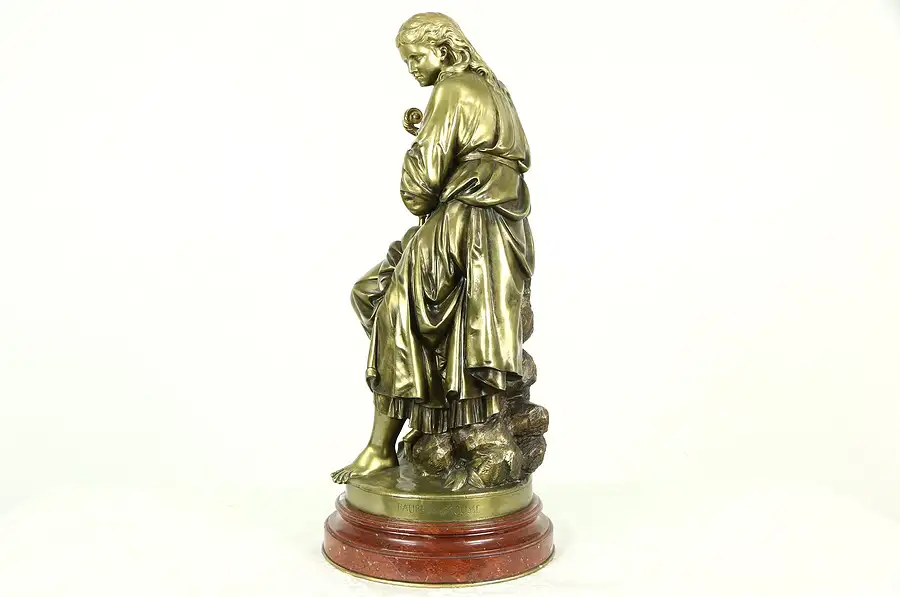 Main image of French Bronze Harpist 1890's Antique Sculpture, Signed Faure de Brousse