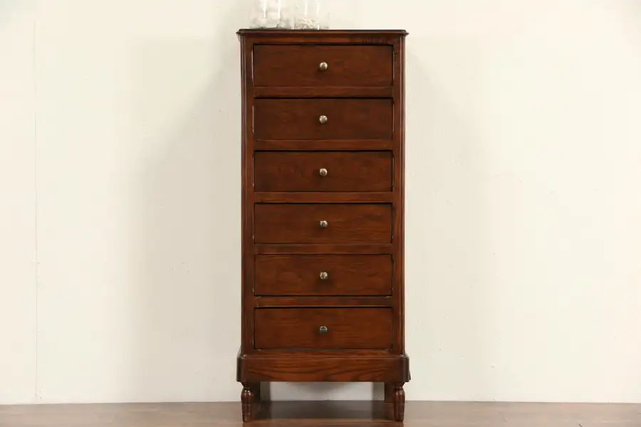 Main image of Tall Narrow Chest of Drawers, Lingerie Chest, 1915 Oak & Ash Antique