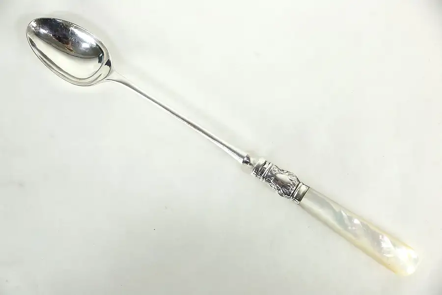 Main image of Mother of Pearl & Silverplate English Signed Ice Tea Spoon