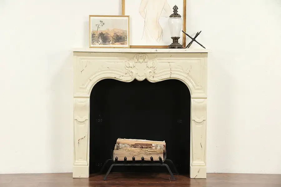 Main image of Classical Faux Marble Architectural Salvage Vintage Fireplace Mantel