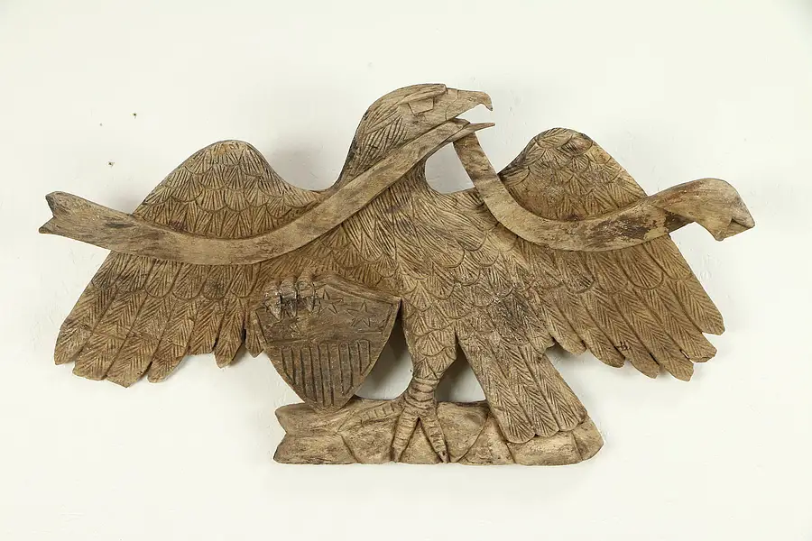 Main image of Driftwood Teak Hand Carved Eagle Sculpture, Architectural Salvage