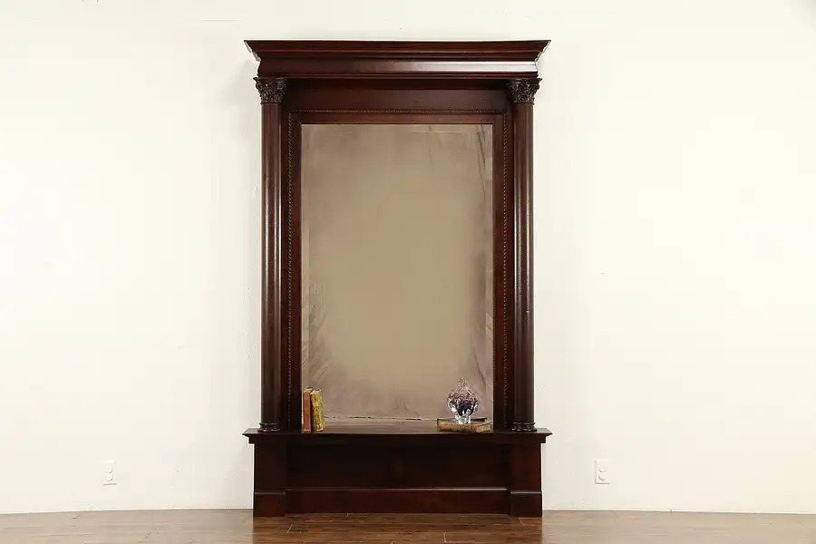 Main image of Classical Antique Victorian Beveled Hall or Pier Mirror, Carved Columns