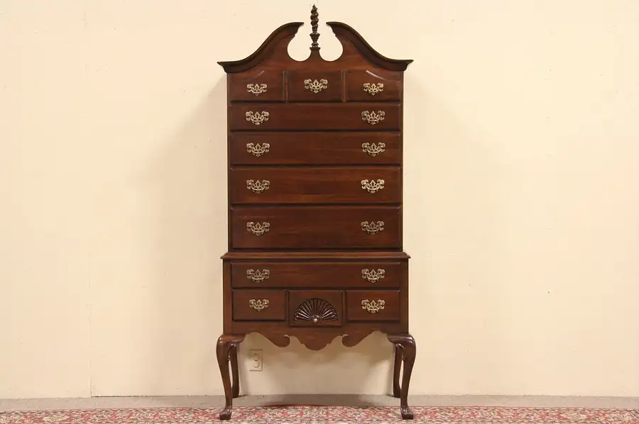Main image of Ethan Allen Cherry Vintage Highboy or Tall Chest on Chest