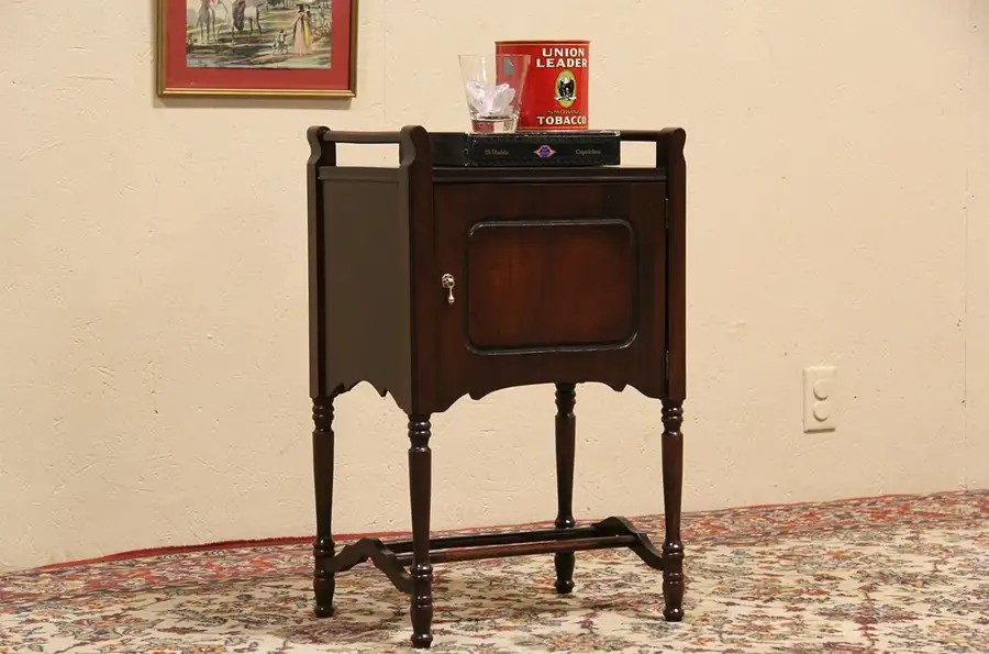 Main image of Chairside Table Humidor, 1920's, Copper Lined
