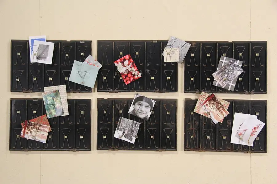 Main image of 6 Vintage Industrial McCaskey Hanging Receipt Holder, Message or Photo Boards