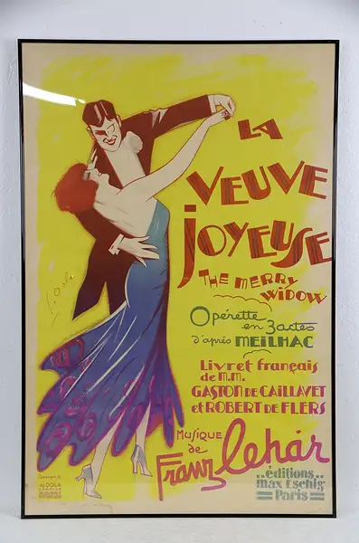 Main image of French Merry Widow La Veuve Joyeuse Operetta Poster, C. 1936, Signed