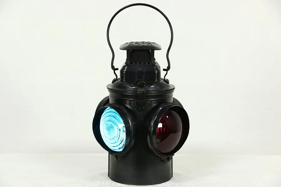 Main image of Adlake Chicago Signed Antique Railroad Switch Lamp or Oil Train Lantern