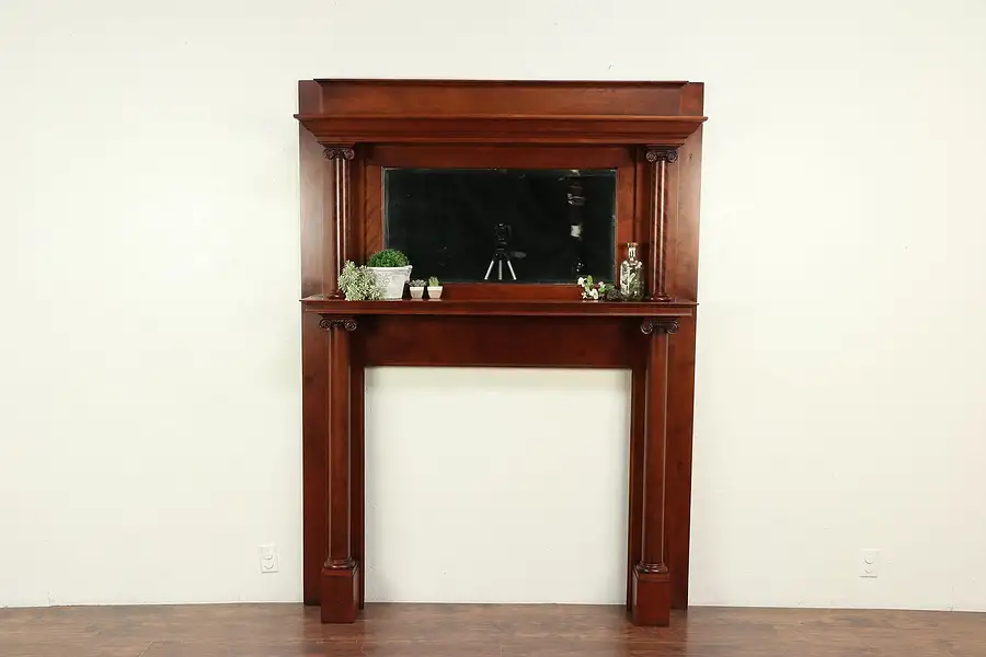 Main image of Cherry & Birch Antique Architectural Salvage Fireplace Mantel & Mirror
