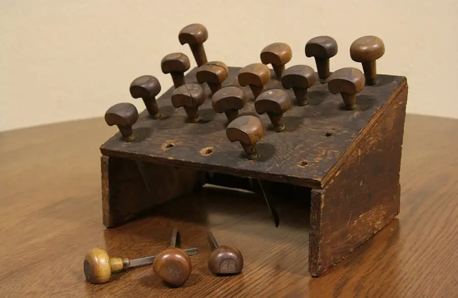 Main image of Set of 18 Antique Engraver Tools in Stand