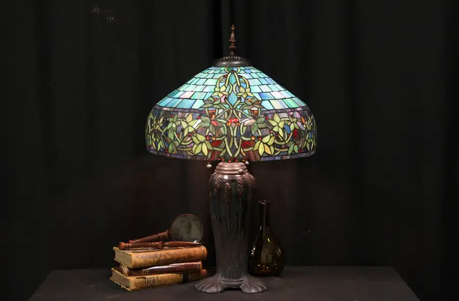 Main image of Tiffany Style Leaded Stained Glass Lamp, Jewels