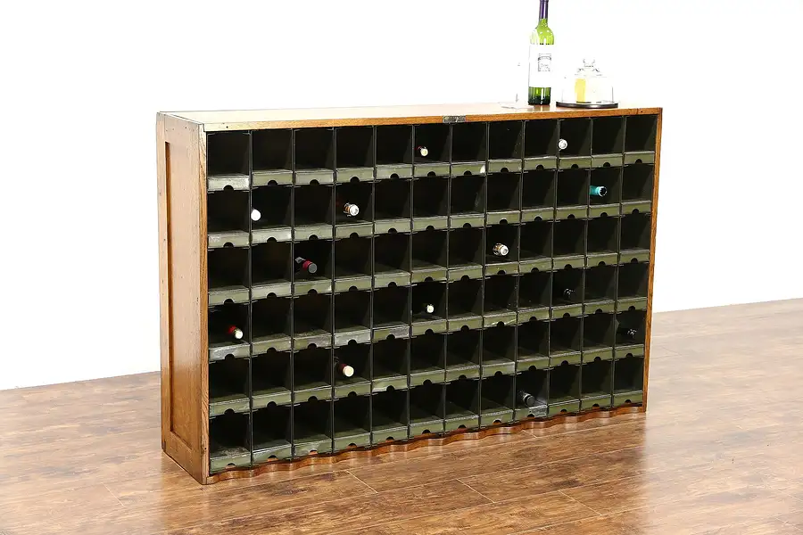 Main image of Postal Mailbox or 72 Bottle Antique Oak Wine Rack, Abernathy Pat 1912, Counter