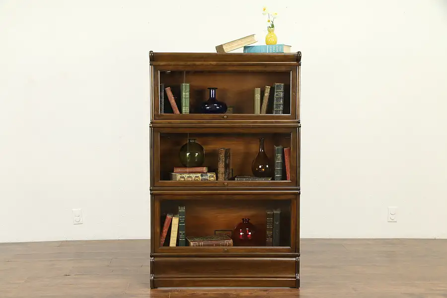 Main image of Lawyer Antique 3 Section Stacking Bookcase, Signed Globe Wernicke