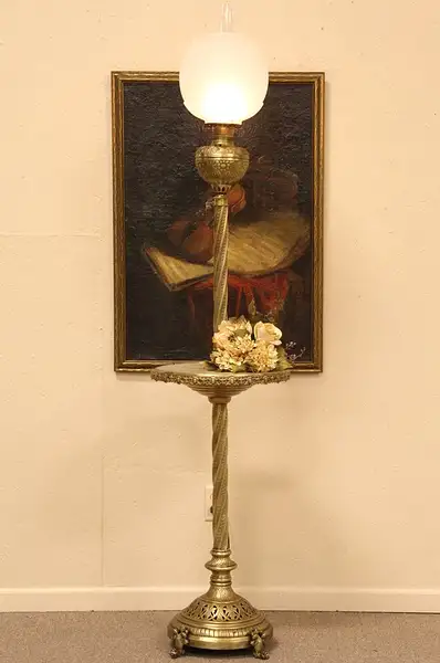 Main image of Victorian Brass & Onyx Piano Floor Lamp