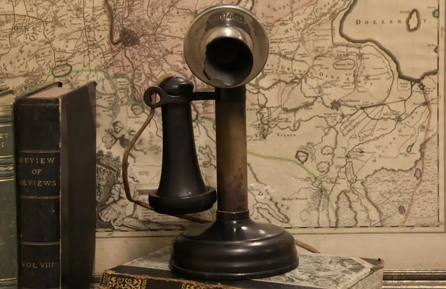 Main image of Kellogg Antique 1908 Brass Candlestick Telephone