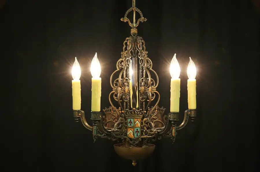 Main image of English Tudor 6 Candle 1925 Chandelier