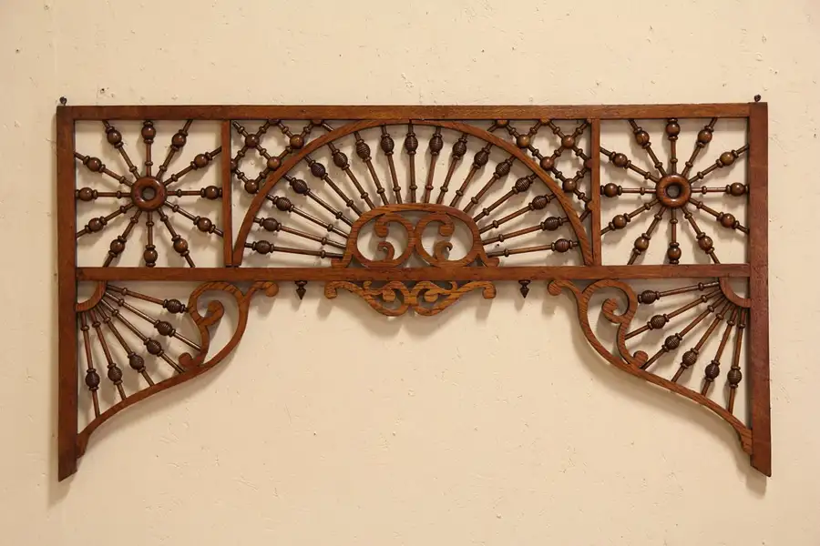 Main image of Victorian 1880 Antique Architectural Salvage 4' Fretwork Oak Grill