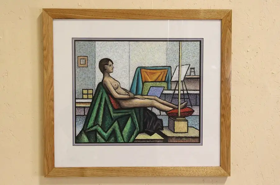 Main image of Original Bodden Oil Pastel 2010 Reclining Female Nude