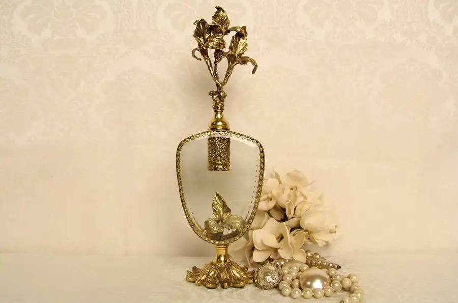 Main image of Boudoir Vintage Gold Filigree 11" Perfume Bottle