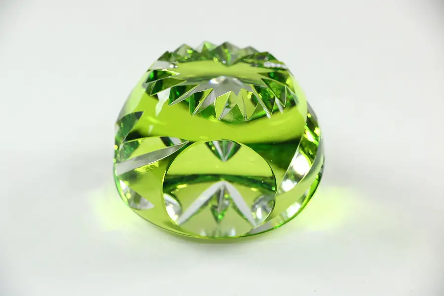 Main image of Paperweight Blown Green Overlay Cut Glass