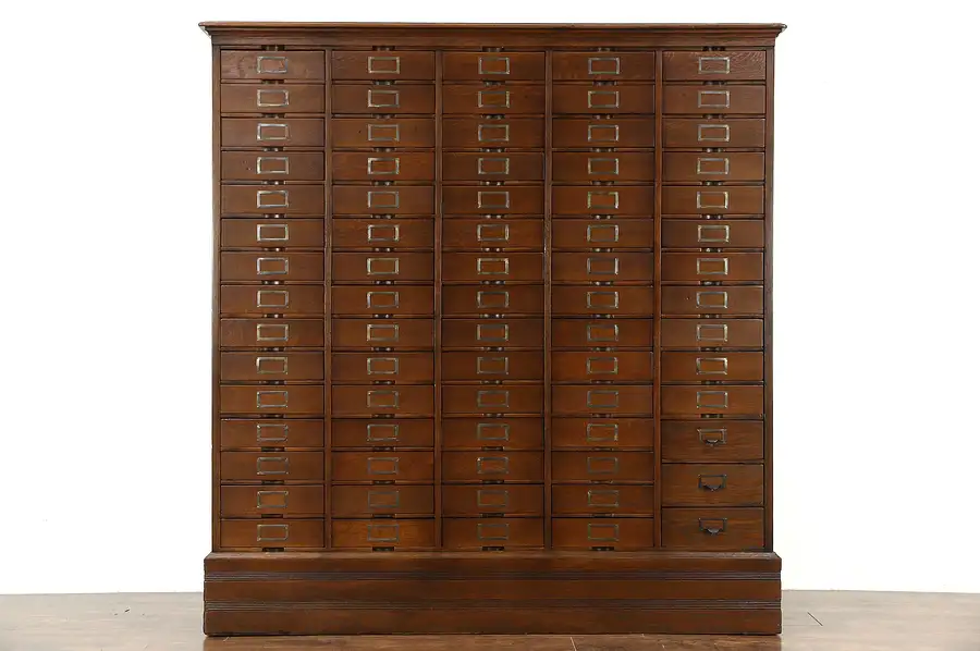 Main image of Oak 1910 Antique 74 Drawer Lawyer File or Collector Cabinet