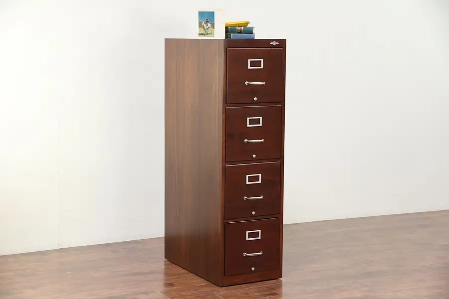 Main image of Midcentury Modern 4 Drawer File, Vintage Globe Wernicke Filing Cabinet