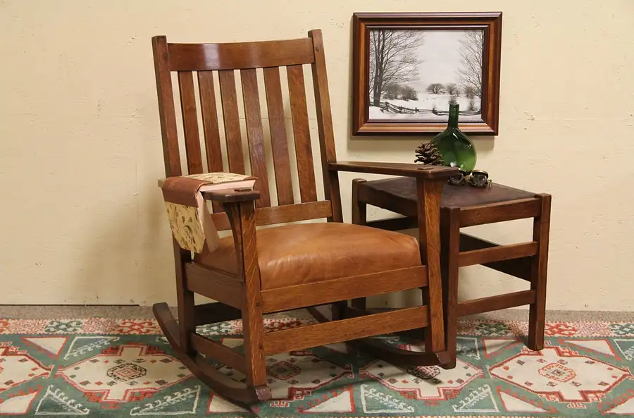 Main image of L&G Stickley Arts & Crafts Mission Antique 1910 Oak Rocking Chair