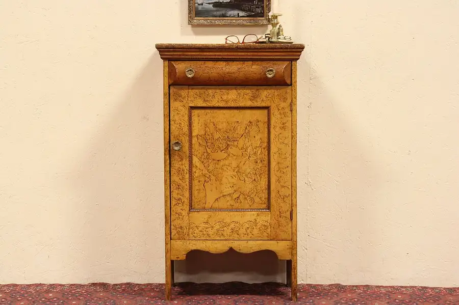 Main image of Burnt Wood Maple Music 1900 Cabinet Bird Motifs