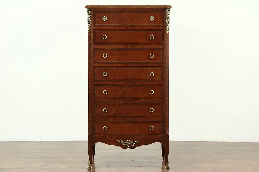 Main image of French Antique Rosewood Banded Marquetry Lingerie Chest or Semainier