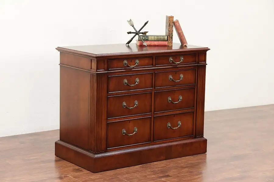 Main image of Walnut Executive Vintage Office Lateral File Cabinet Credenza