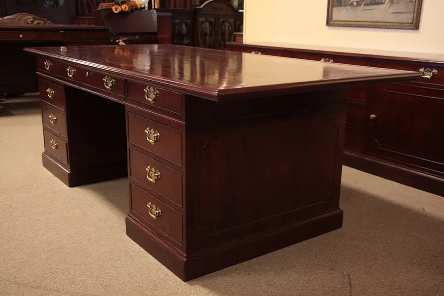 Main image of Kittinger Mahogany Executive Desk and Credenza Set