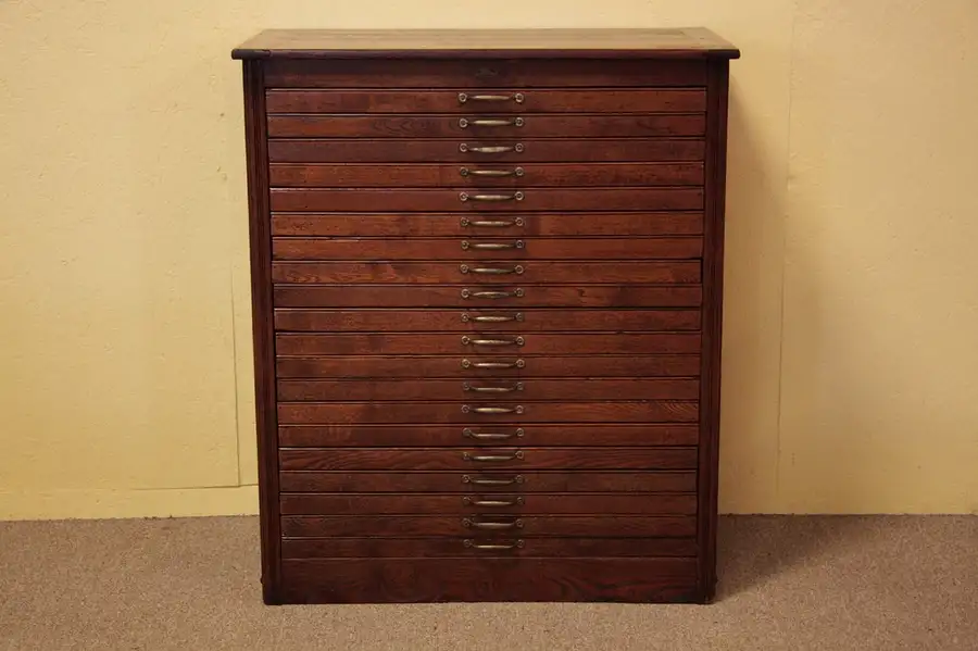 Main image of Hamilton 20 Drawer Oak Printer's File Cabinet
