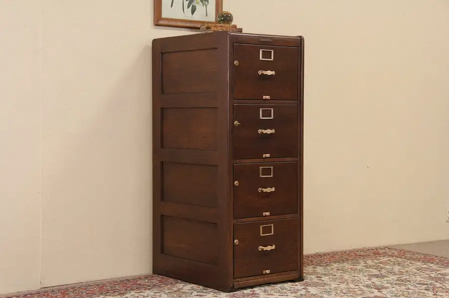 Main image of Oak Library 4 Drawer Legal Size 1910 Antique File Cabinet