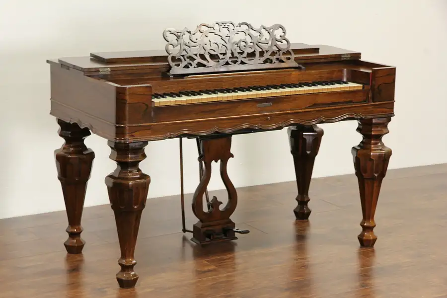 Main image of Rosewood 1860 Antique Melodeon Organ, Signed Linsley of Conn.