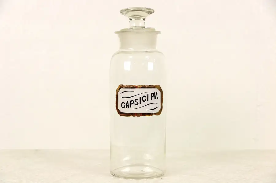 Main image of Antique 1880's Apothecary Medical Drug Store Jar, Gold Label